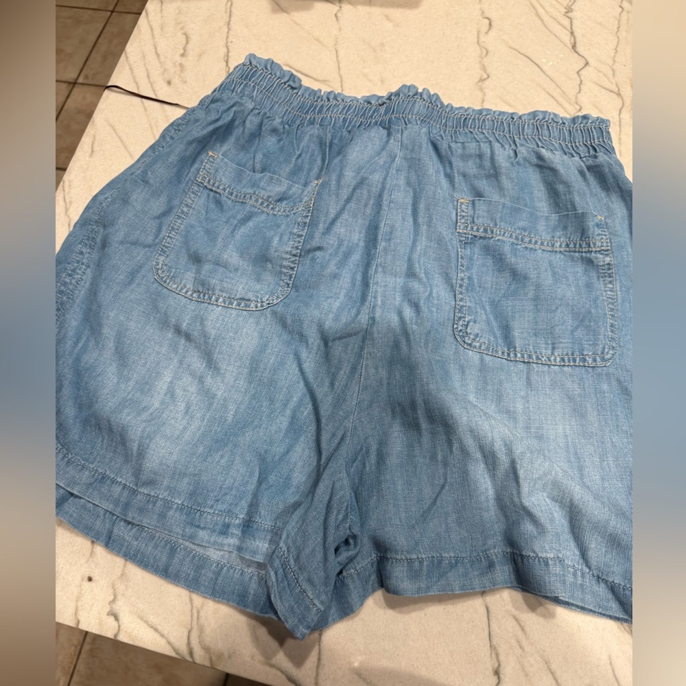 Knox Rose 100% Rayon Chambray Blue Pleated Waist Tie Chino Shorts Women XL - Picture 8 of 10